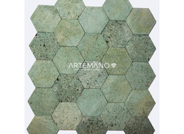 pedra hijau lisa hexagon artemano revestimentos naturais